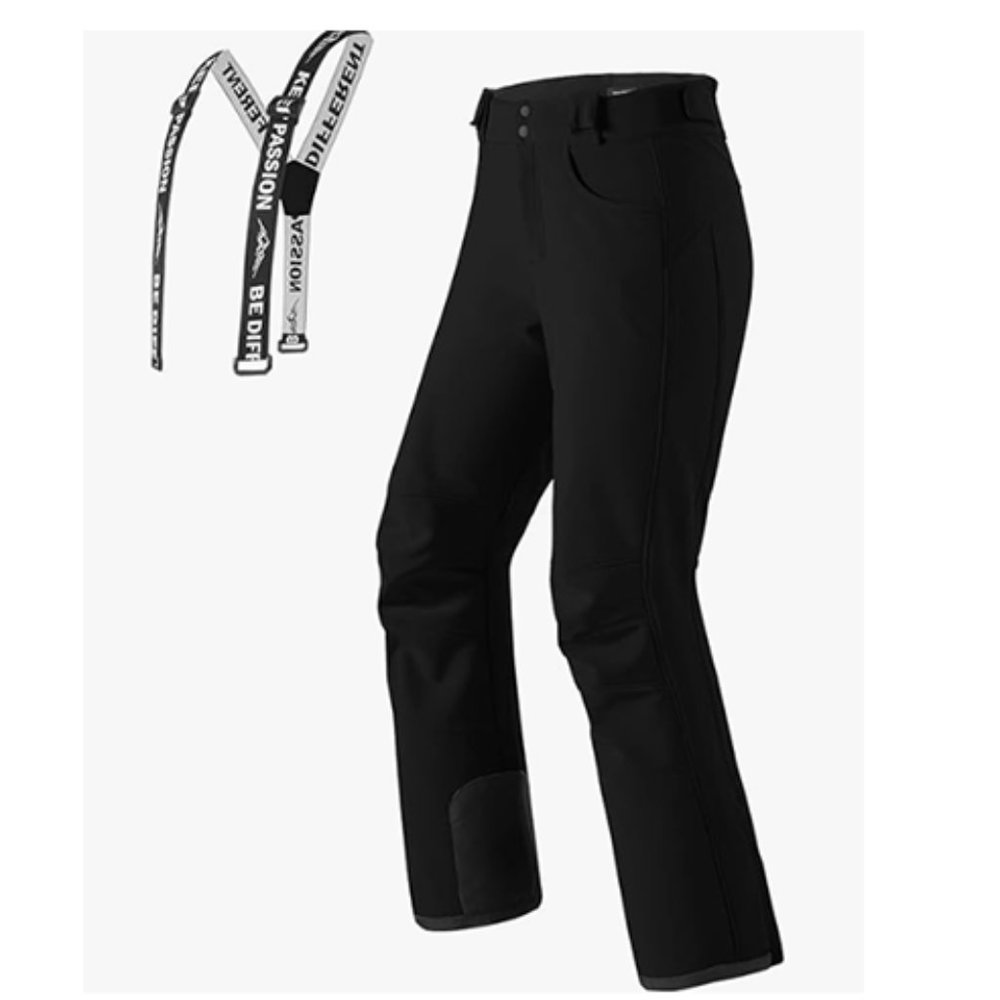 PERFORMANCE fit space Warm Ski Pants for Women Zip-Off Suspenders Black L